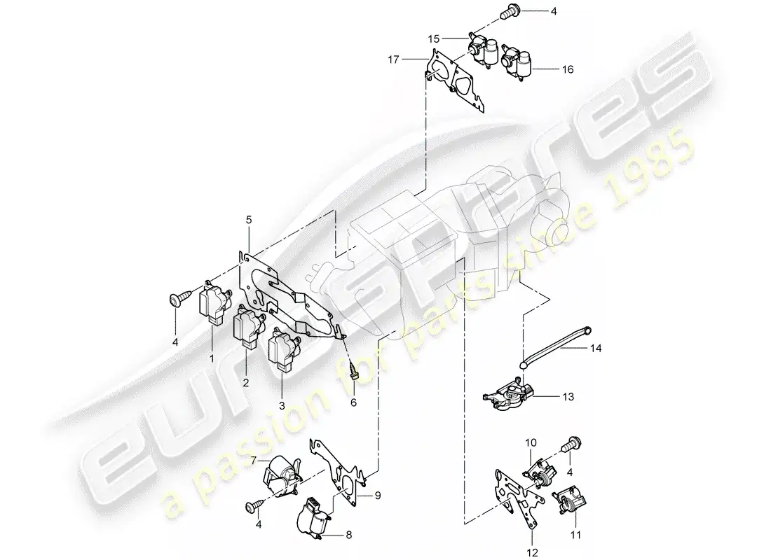 porsche 2010 (cayenne e1 9pa) motor para ajuste diagrama de piezas