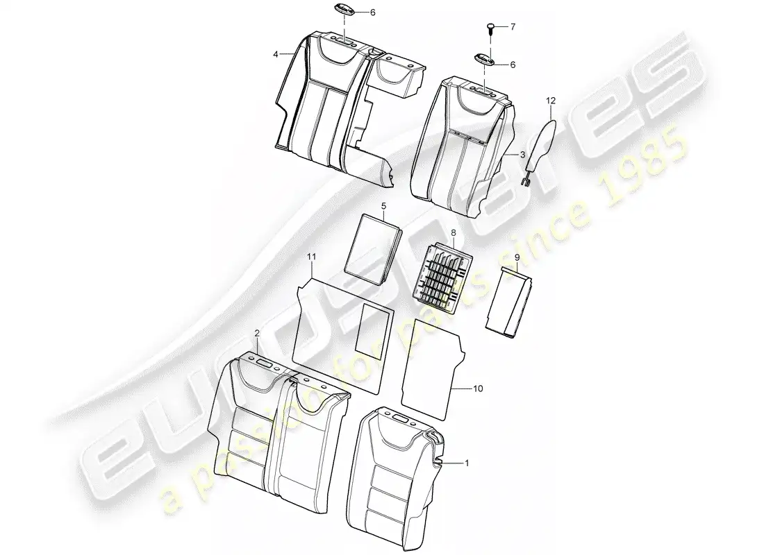 porsche 2003 (cayenne e1 9pa) fundas de respaldo diagrama de piezas