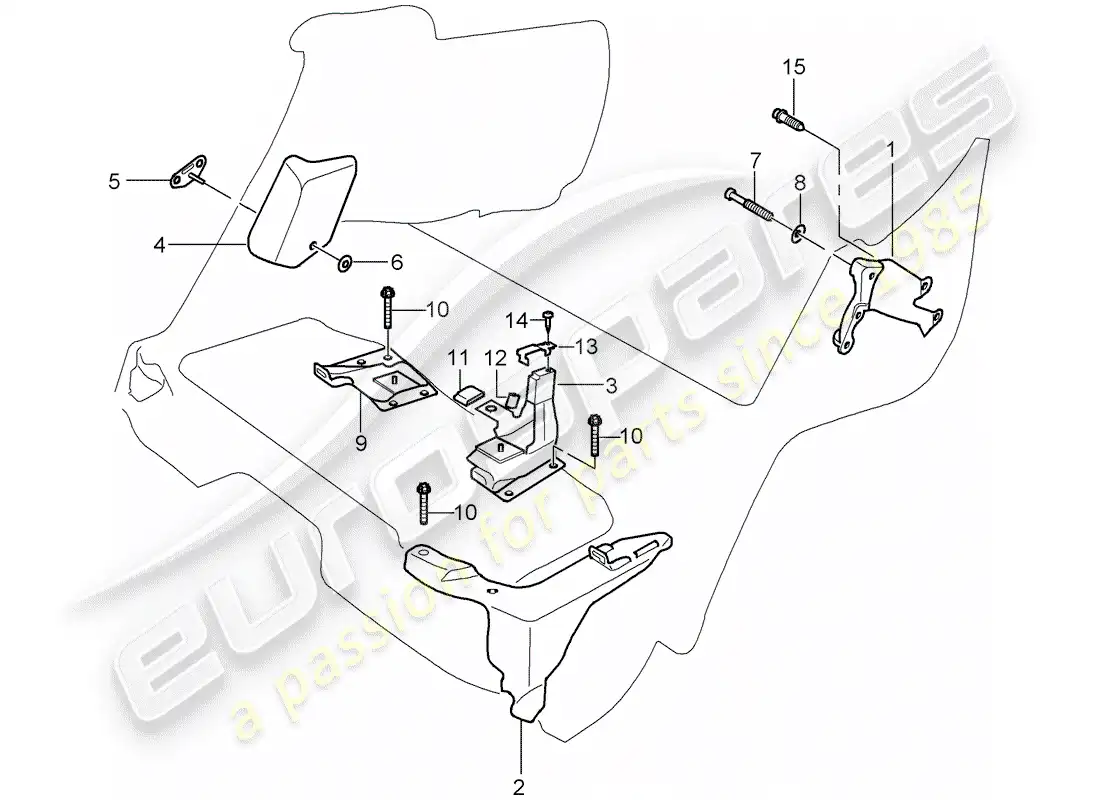 porsche 2003 (cayenne e1 9pa) panel trasero diagrama de piezas