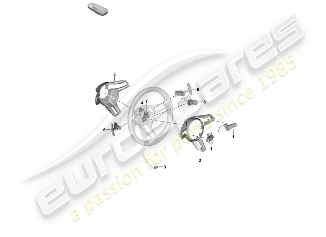 porsche 2024 (panamera 976) volante piezas individuales diagrama de piezas