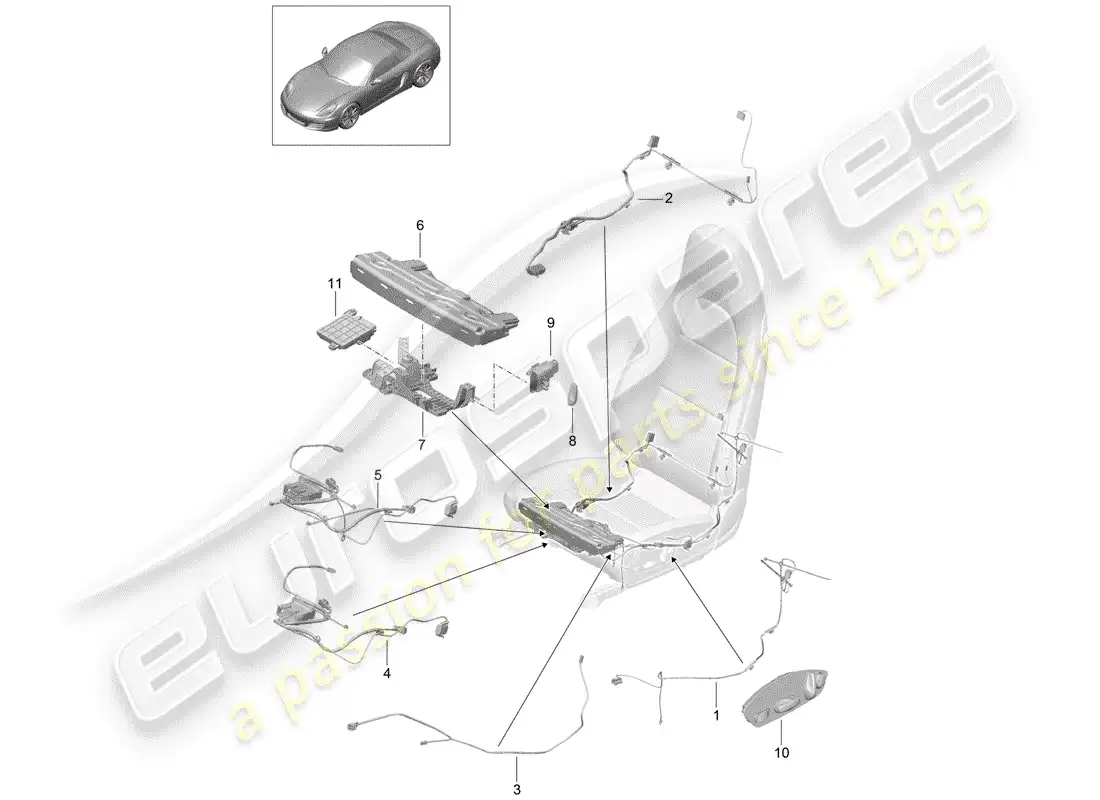 porsche 2019 (718 boxster) cableando arneses diagrama de piezas