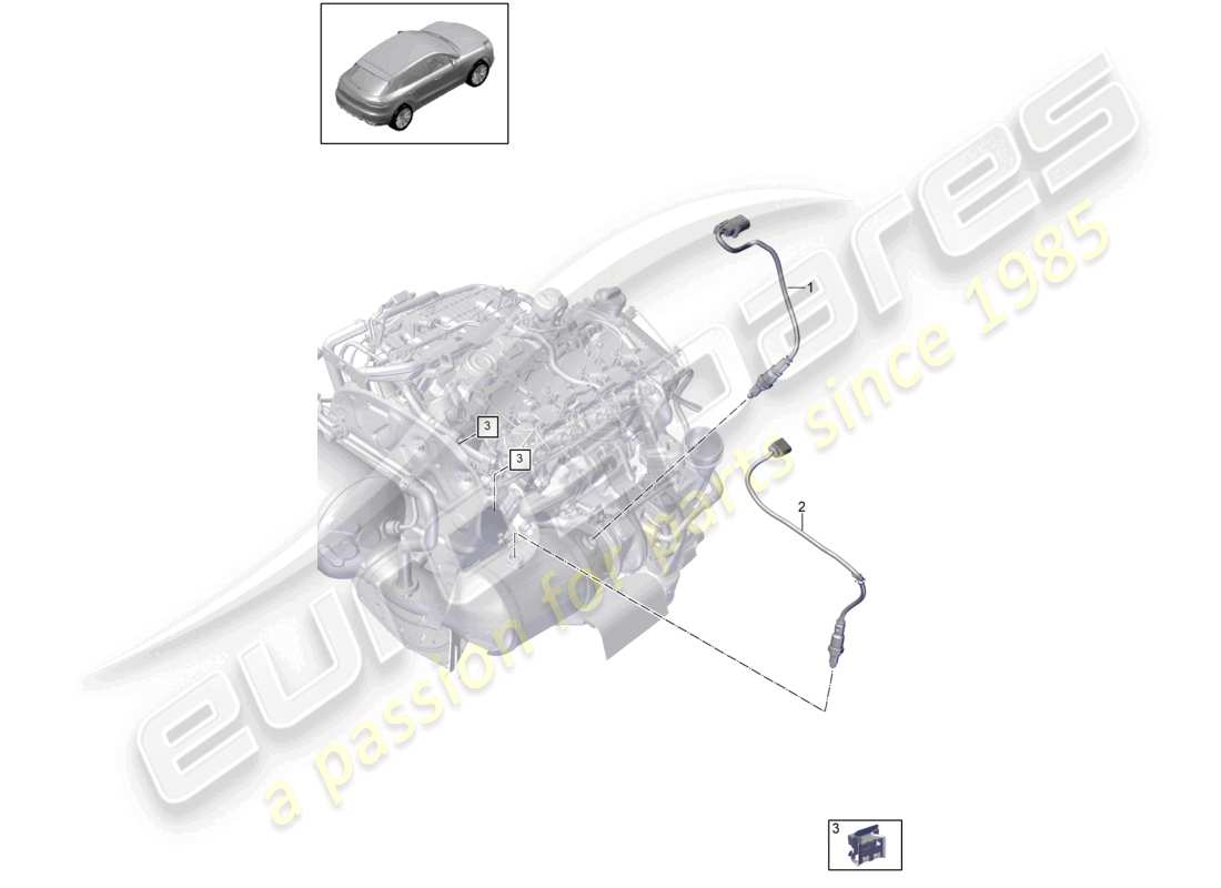 porsche 2021 (macan) diagrama de piezas del sensor de temperatura de la sonda lambda