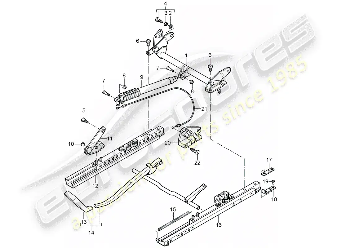 porsche 2003 (996 gt3) estructura de asiento - asiento deportivo - para vehículos con asiento regulable en altura diagrama de piezas