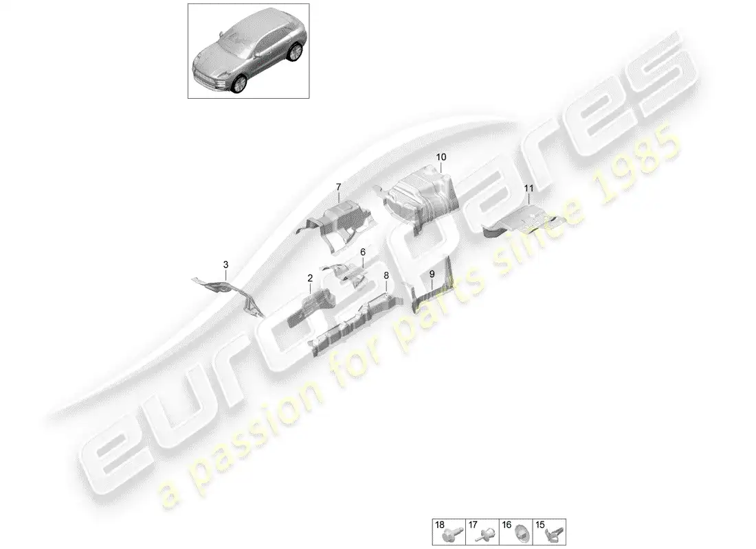 porsche 2020 (macan) recubrimiento diagrama de piezas