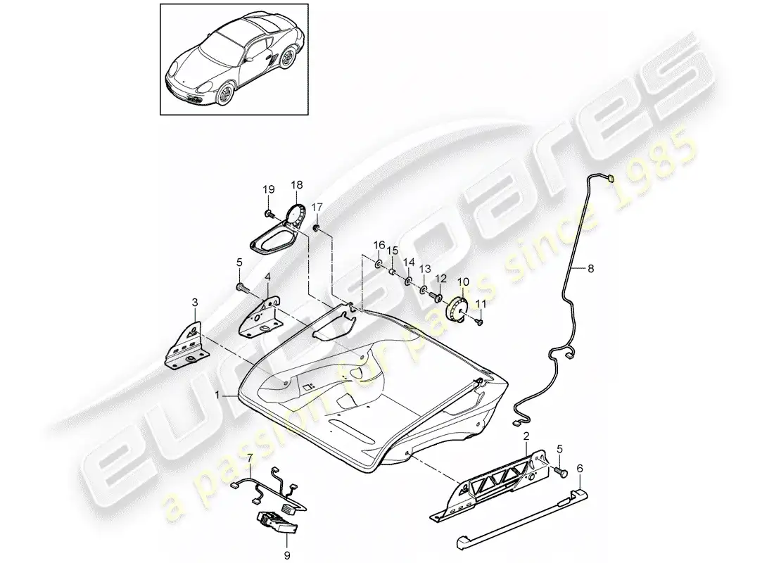 porsche 2011 (987 cayman) asiento diagrama de piezas