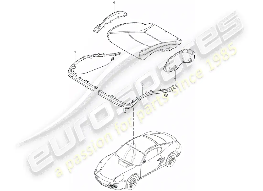 porsche 2011 (987 cayman) portador de cojín diagrama de piezas