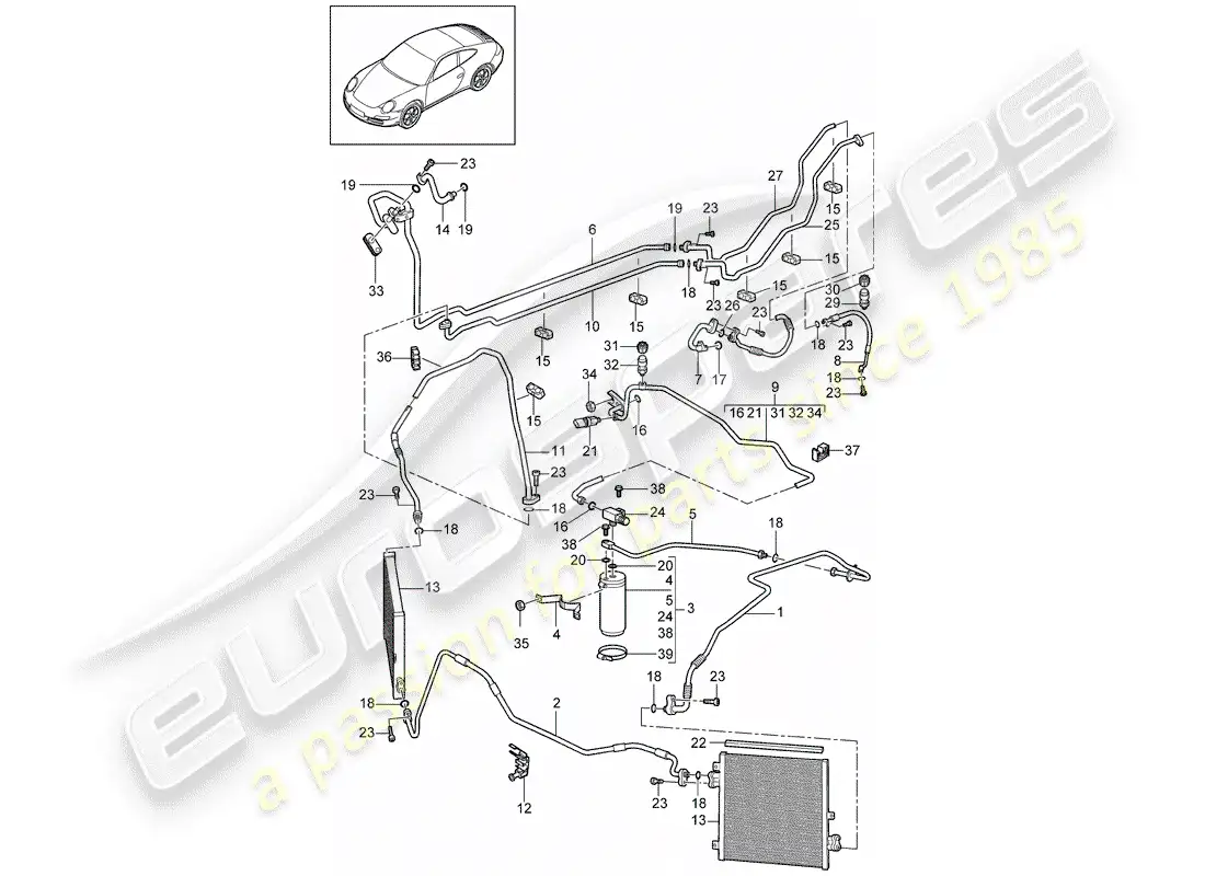 porsche 2009 (997-2) circuito refrigerante diagrama de piezas