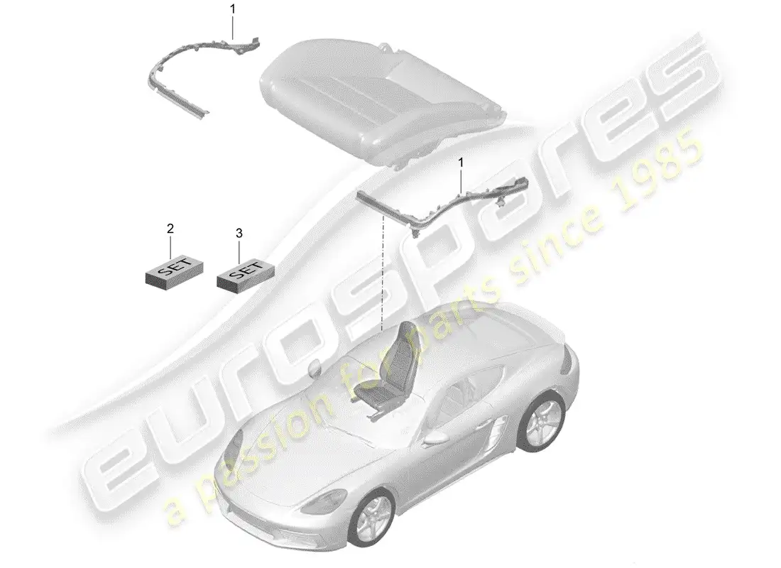 porsche 2019 (718 cayman) acolchado para asiento diagrama de piezas