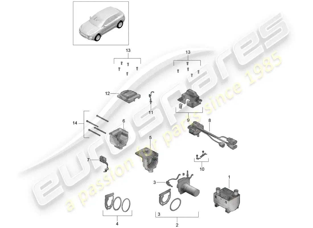 porsche 2014 (macan) calentador adicional diagrama de piezas