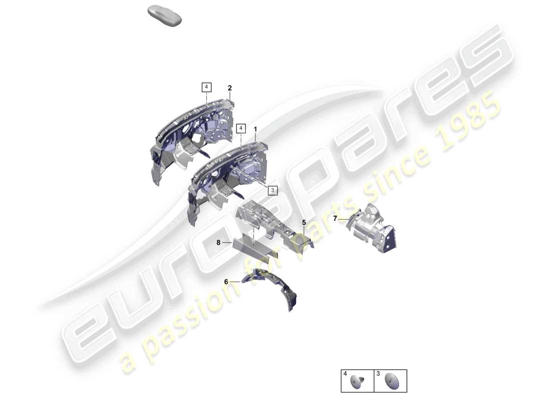 porsche 2024 (cayenne e3 pa) absorbedor de sonido amortiguación para el interior del vehículo diagrama de piezas