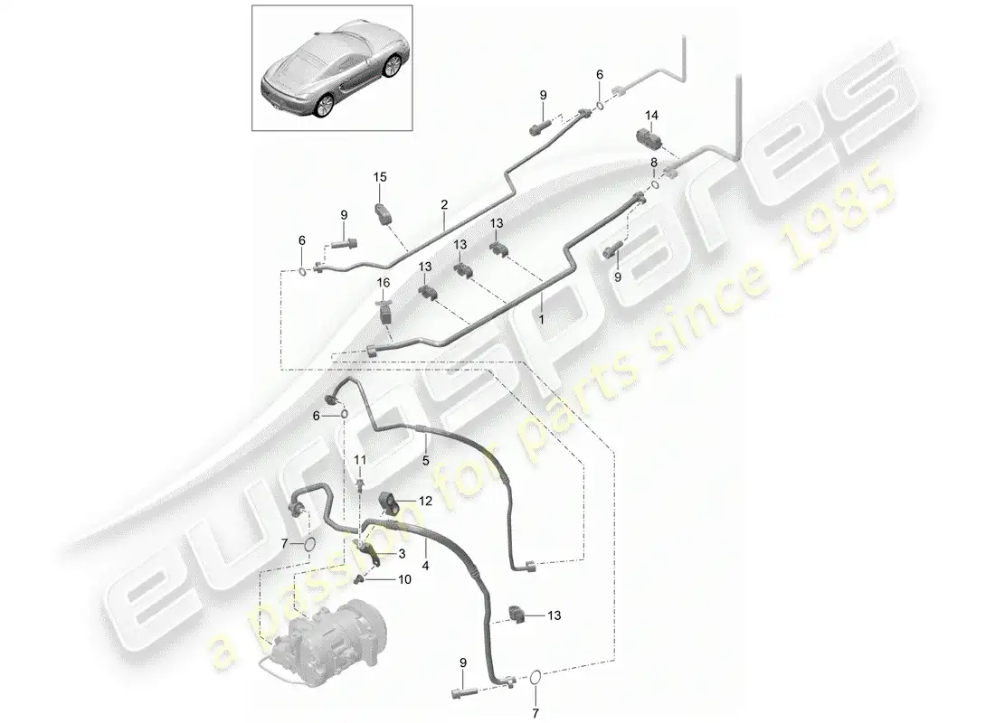 porsche 2016 (981 cayman) circuito refrigerante diagrama de piezas