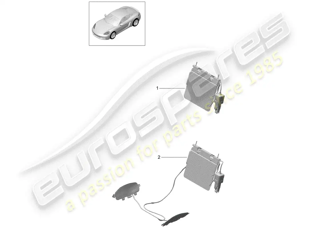 porsche 2019 (718 cayman) soporte lumbar diagrama de piezas