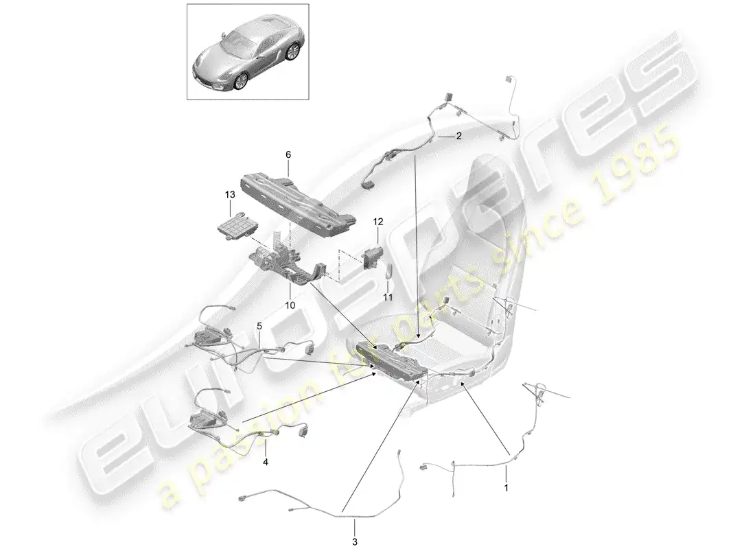 porsche 2015 (981 cayman) cableando arneses diagrama de piezas