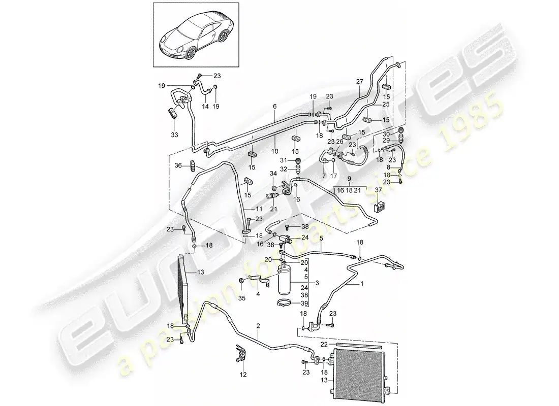 porsche 2007 (997-1) circuito refrigerante diagrama de piezas