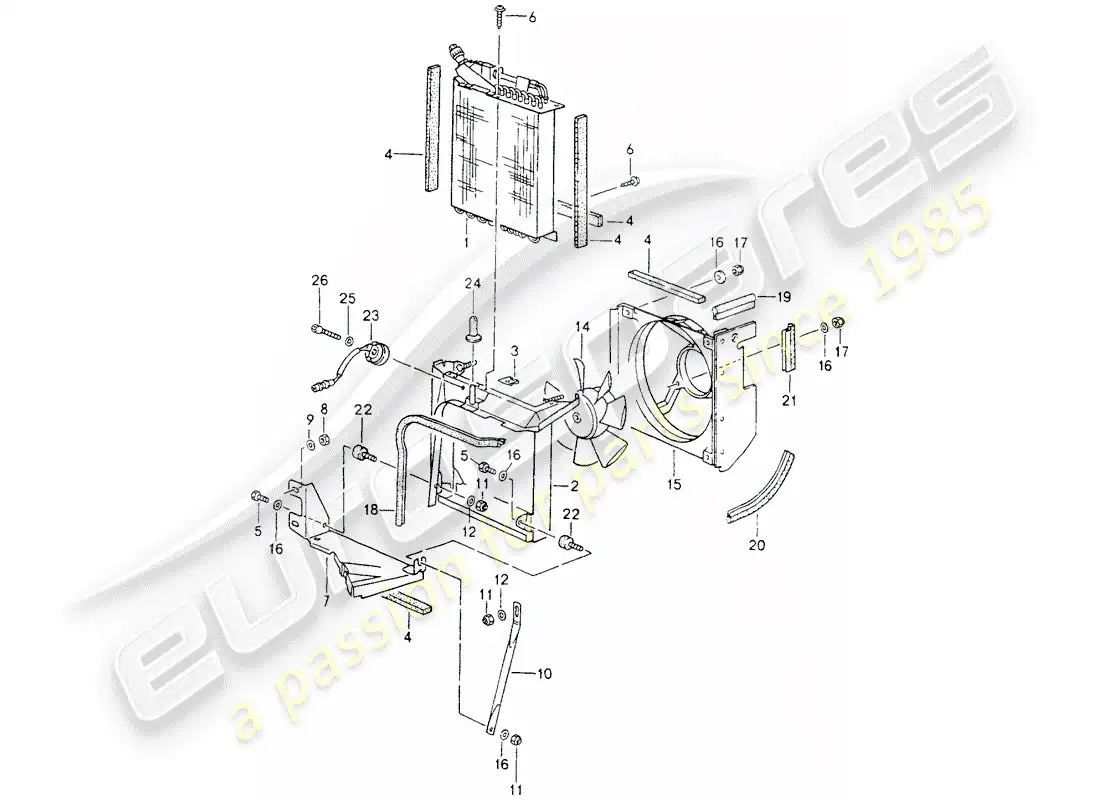 porsche 1992 (964) condensador - ventilador diagrama de piezas