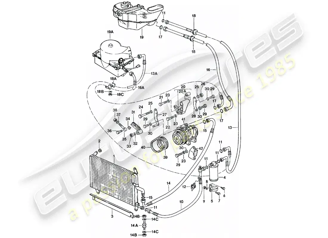 porsche 1983 (924) aire acondicionado diagrama de piezas