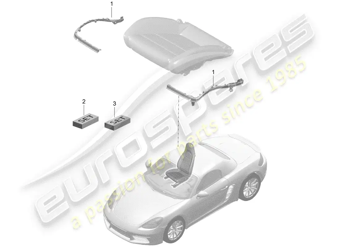 porsche 2019 (718 boxster) acolchado para asiento diagrama de piezas