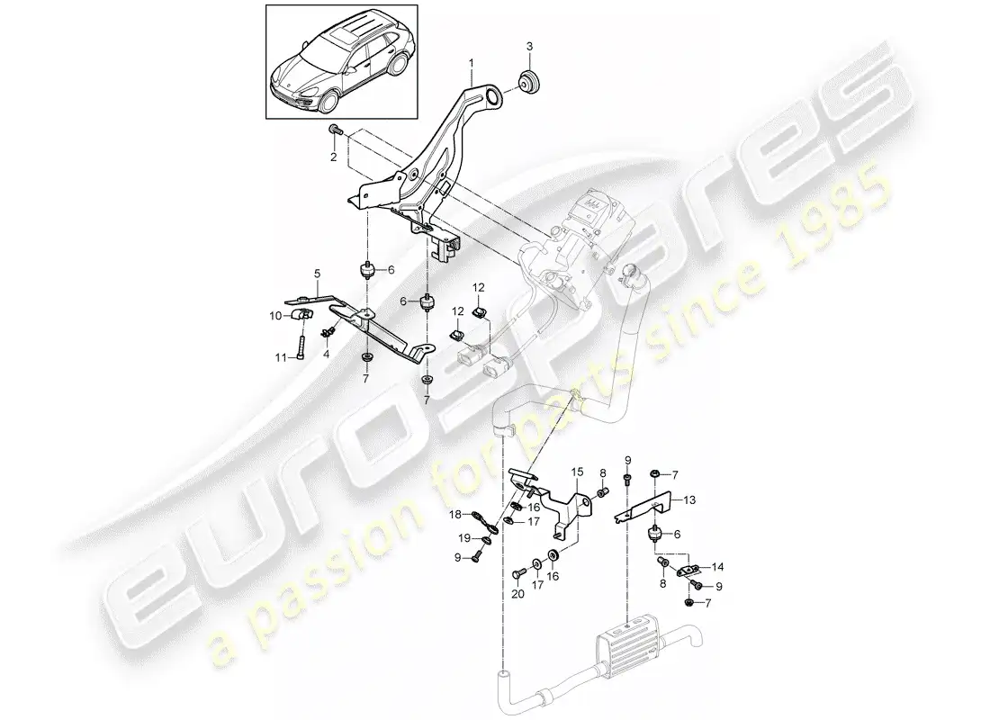 porsche 2014 (cayenne e2 92a) soporte diagrama de piezas