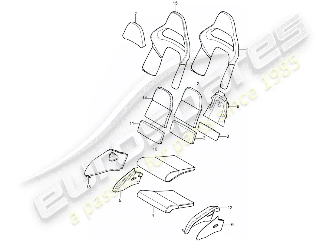 porsche 2009 997-2 turbo / gt2 parte de espuma diagrama de piezas