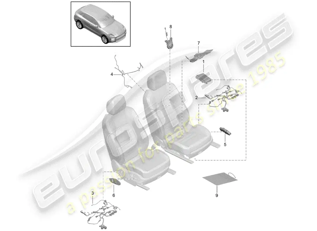 porsche 2019 (macan) electricidad diagrama de piezas