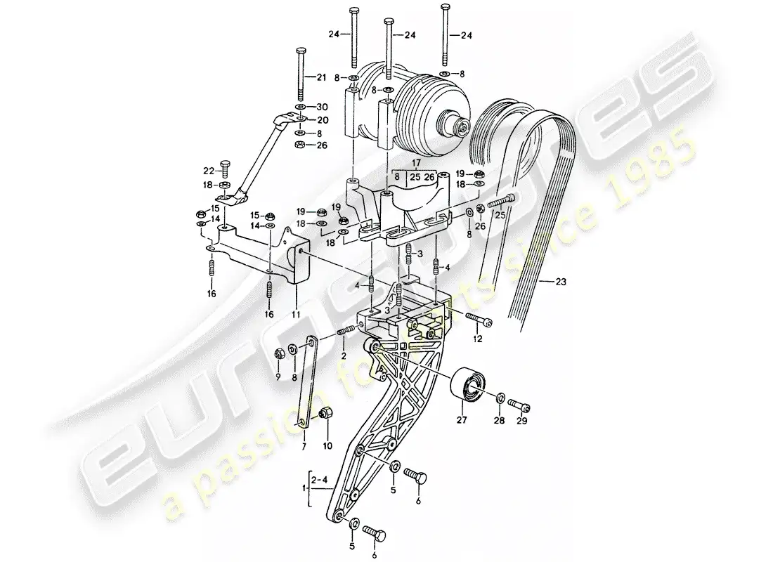 porsche 1994 (964) compresor - montaje - mecanismo de conducción diagrama de piezas