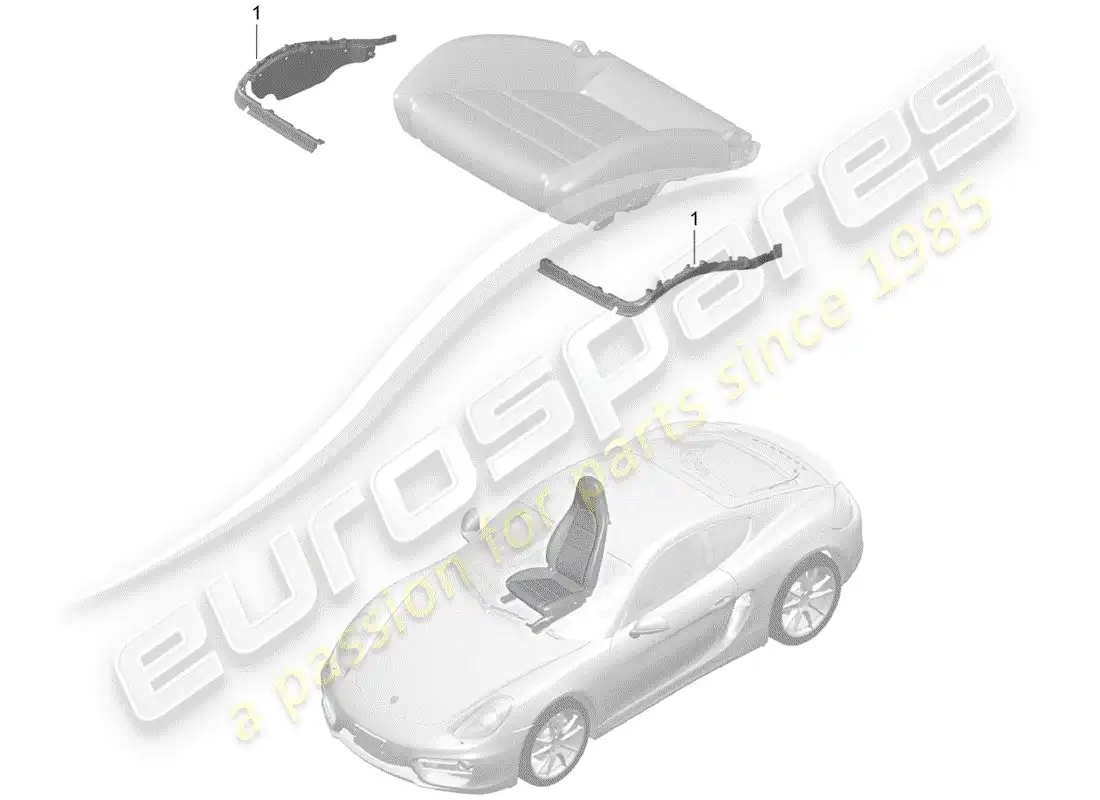 porsche 2015 (981 cayman) acolchado para asiento diagrama de piezas