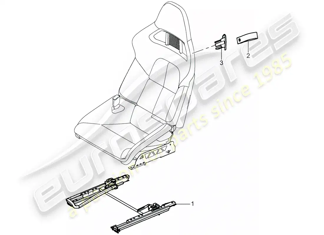 porsche 2007 (997-1 gt3) asiento diagrama de piezas
