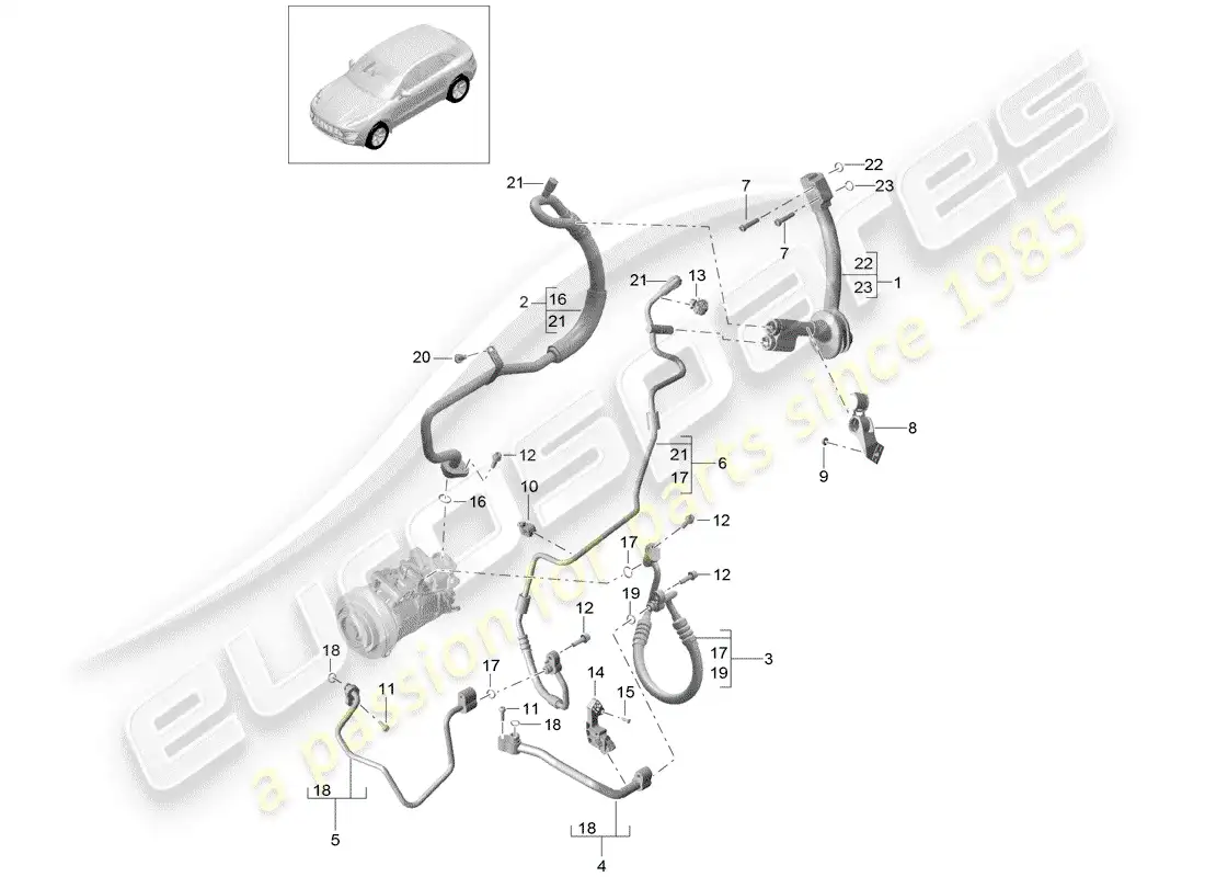 porsche 2014 (macan) circuito refrigerante diagrama de piezas