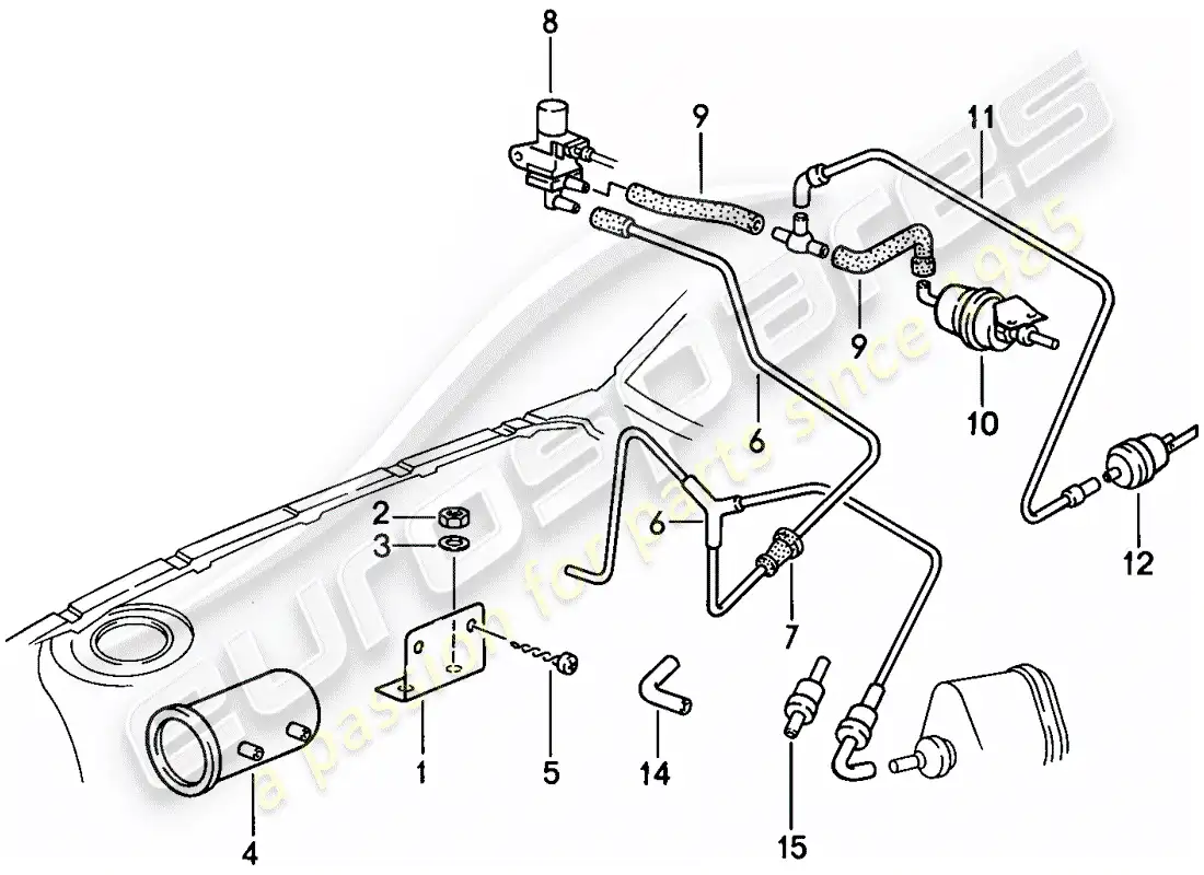 porsche 1986 (924s) control de vacío diagrama de piezas
