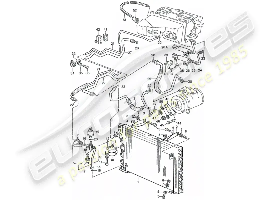 porsche 1990 (928) aire acondicionado - líneas - unidades auxiliares diagrama de piezas