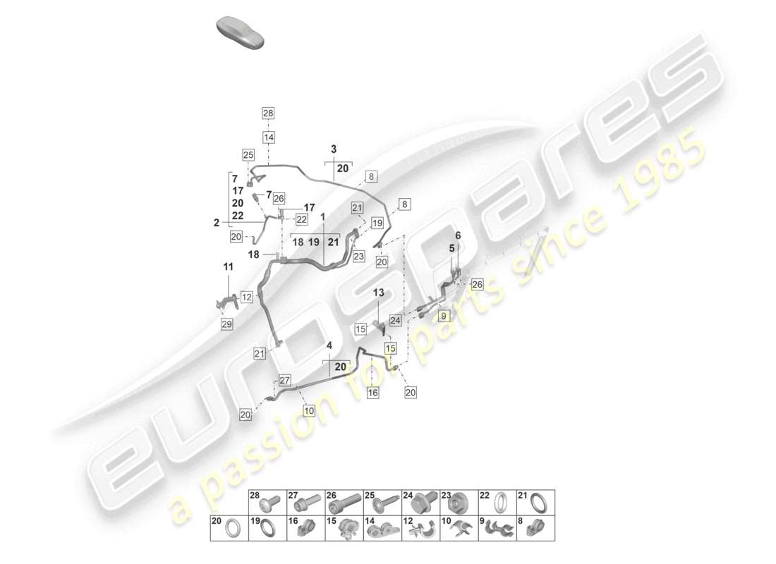 porsche 2024 (992-2 gt3/rs/st) diagrama de piezas del conducto de refrigerante (válvula de expansión >secador) del aire acondicionado rhd