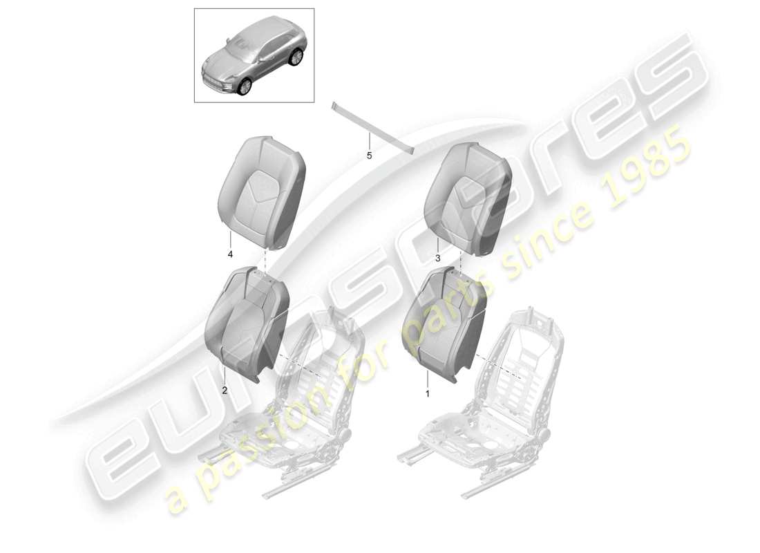 porsche 2021 (macan) fundas de respaldo con parte de espuma asiento cómodo diagrama de piezas