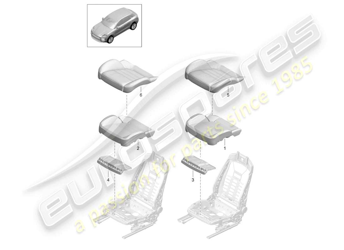 porsche 2021 (macan) fundas de asiento de espuma para asientos deportivos diagrama de piezas