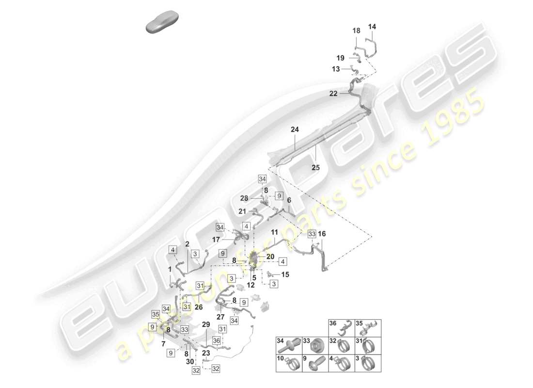 porsche 2023 (taycan 9j1-1) coolant pipe diagrama de piezas