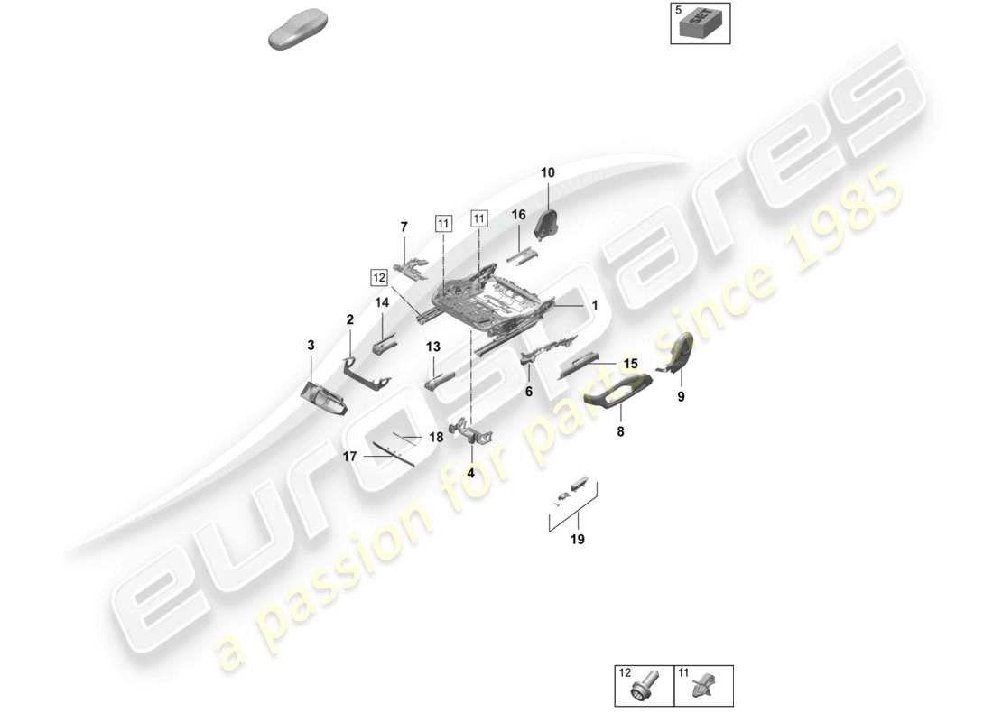 porsche 2025 (taycan 9j1-2) marco del asiento accesorios varios asiento cómodo asiento deportivo diagrama de piezas