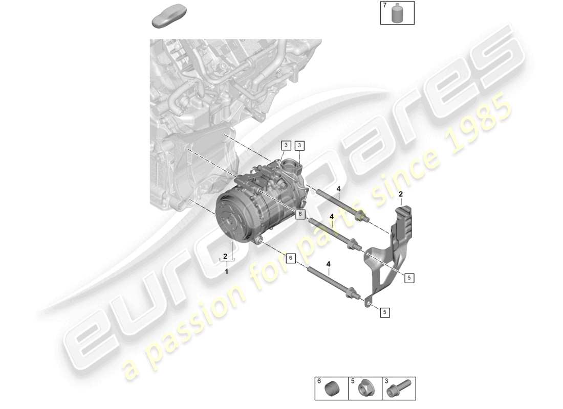 porsche 2025 (panamera 976) diagrama de piezas del compresor de a/c