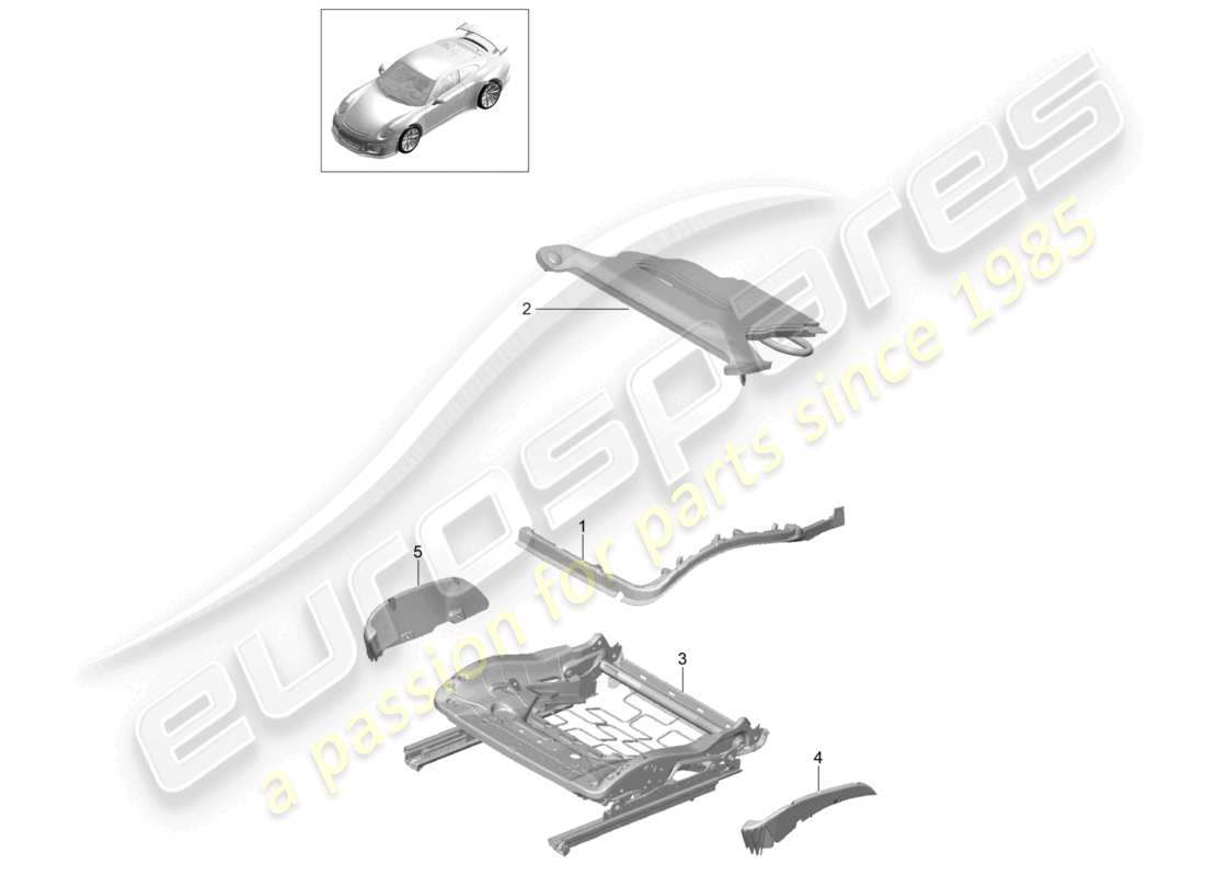 porsche 2021 (991-2 r/gt3/rs) diagrama de piezas del conjunto de reparación del asiento deportivo plus del marco del acolchado del asiento