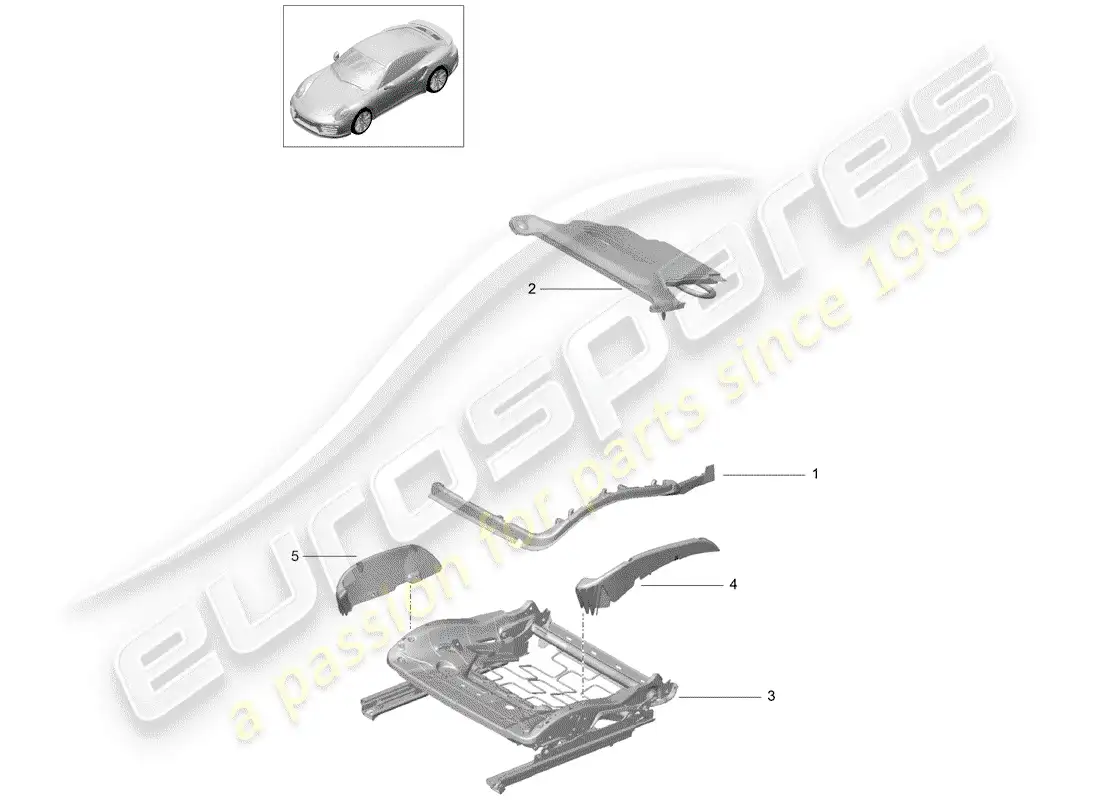 porsche 2016 (991-1 turbo) acolchado para asiento diagrama de piezas