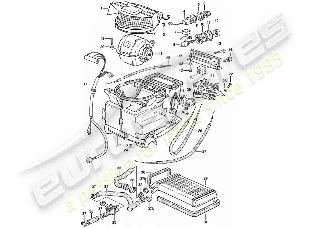 porsche 1980 (924) calentador - núcleo del calentador - f 92-cn402 198>> - f 93-cn100 306>> diagrama de piezas
