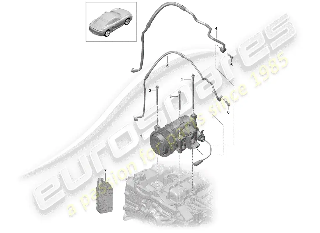 porsche 2016 (981 cayman) compresor diagrama de piezas