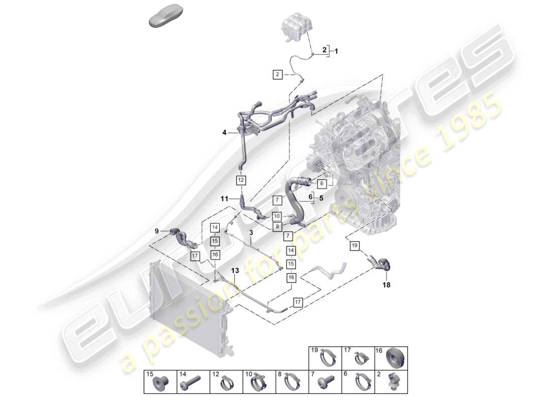 porsche 2023 (cayenne e3 pa) sistema de refrigeración por refrigerante tubería de refrigerante diagrama de piezas