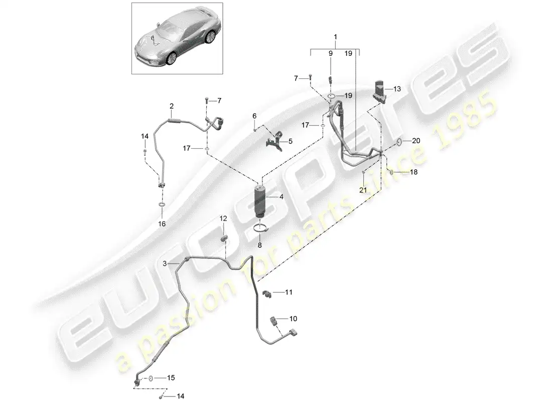 porsche 2015 (991-1 turbo) aire acondicionado diagrama de piezas