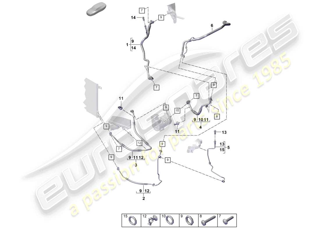 porsche 2023 (cayenne e3 pa) circuito refrigerante para vehículos con propulsión híbrida diagrama de piezas