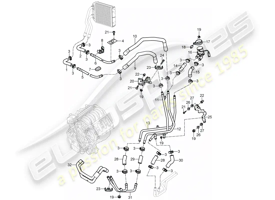 porsche 2004 (cayenne e1 9pa) aire acondicionado/calefacción/aux. calentador diagrama de piezas
