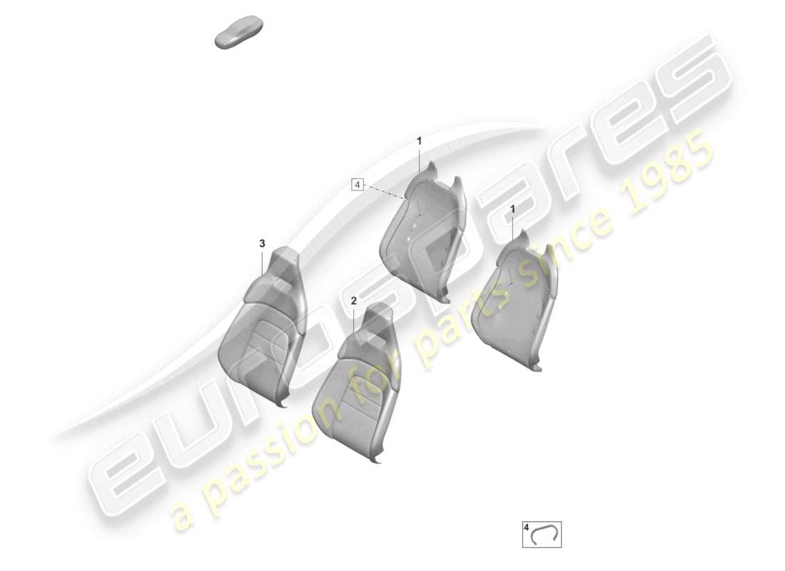 porsche 2021 (taycan 9j1-1) sección de espuma para el lado de apoyo del asiento funda de respaldo asiento confort para modelos con ventilación del asiento diagrama de piezas
