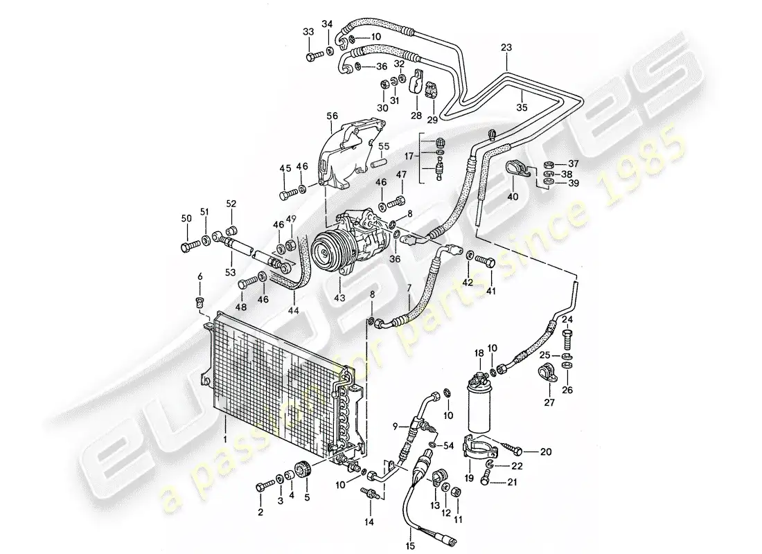 porsche 1990 (944) diagrama de piezas del circuito refrigerante