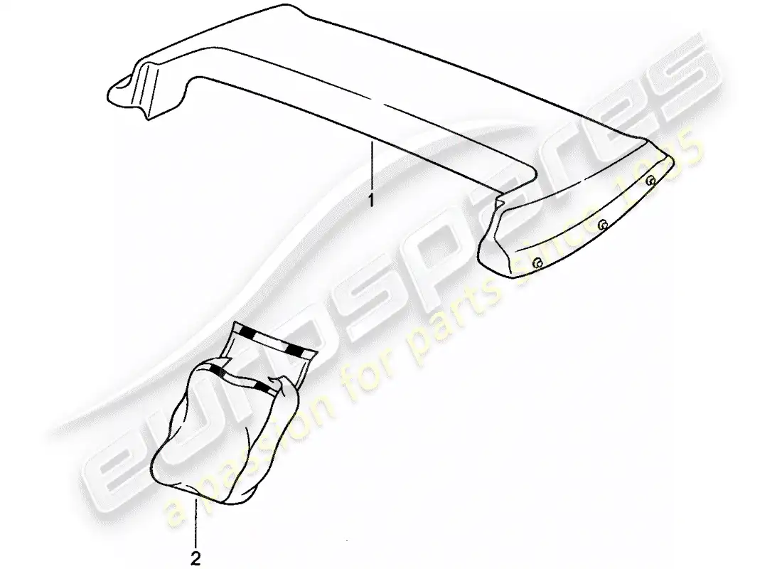 porsche 1990 (944) diagrama de piezas de la cubierta de bota
