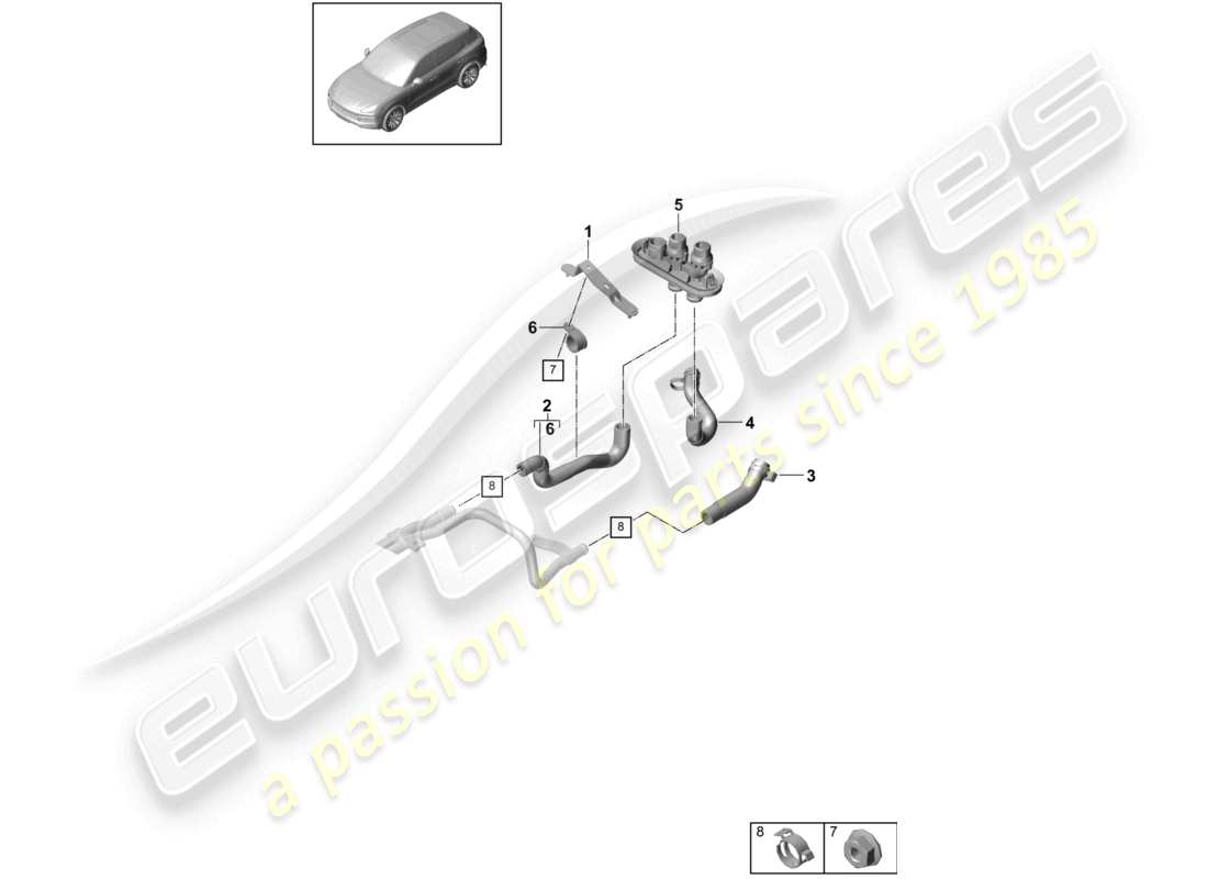 porsche 2021 (cayenne e3 9ya/9yb) calentador batería circuito de baja temperatura para vehículos con propulsión híbrida diagrama de piezas