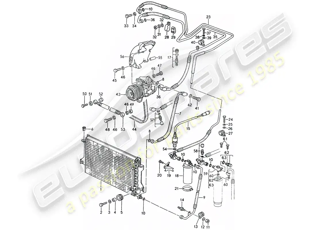 porsche 1994 (968) circuito refrigerante diagrama de piezas