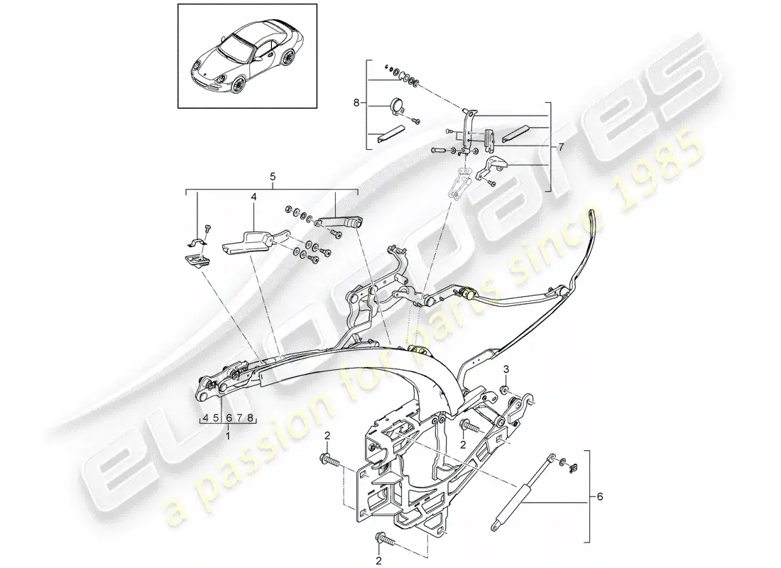 porsche 2011 (997-2) marco superior diagrama de piezas
